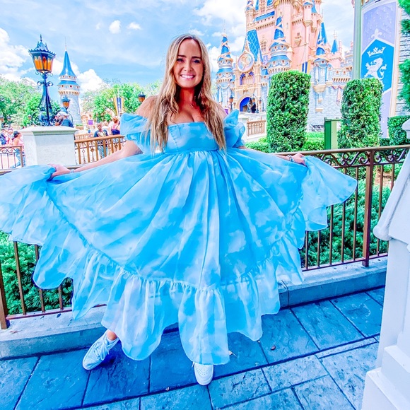 Selkie mid-length puff dress cloud print Medium - Picture 3 of 6